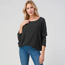 Long Dolman Sleeve Brushed Waffle Knit Top