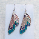 Silver Stained Glass Look Butterfly Wing Earrings