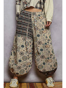 Jacquard Contrast Color Elastic Finish Knit Pants