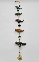 Colorful String of 5 Parrots with Bell