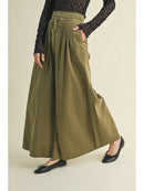 Pintuck Wide Leg Pants