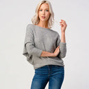 Long Dolman Sleeve Brushed Waffle Knit Top