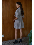 Woven Cotton Linen Striped Shirtdress