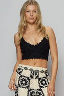 Adjustable Cross Strap Lace Crochet Smock Back Bralette