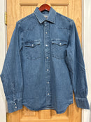 Men's Cotton Denim Wash Long Sleeve Shirt- Light Indigo