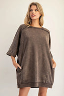 Mineral Washed Half Sleeve Sweatshirt Dress