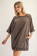 Mineral Washed Half Sleeve Sweatshirt Dress