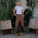 Bell Bottom Boho Pants in Crochet Sweater Fusion- Amber