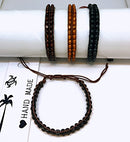 Double Row Wooden Bead Bracelet