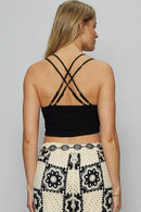Adjustable Cross Strap Lace Crochet Smock Back Bralette