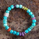 Large Cubed Turquoise Silver Bracelet