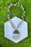 Amazonite & Picture Jasper Long Necklace
