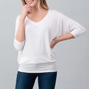 3/4 Dolman Sleeve V-Neck Modal Jersey Top