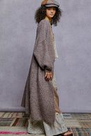 Oversize Rolling Edge Detail Open Front Cardigan Sweater