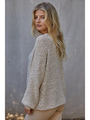Sweater Knit Crochet Round Neck Long Sleeve Top